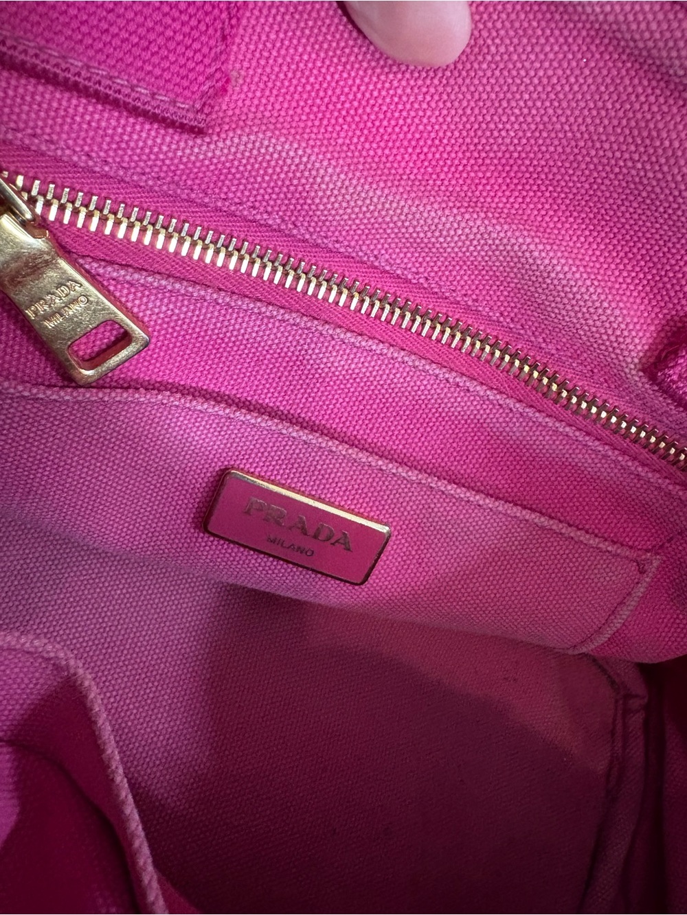 Prada Pink Mini Canapa Canvas Tote Bag AUTHENTICATED - Picture 13 of 17